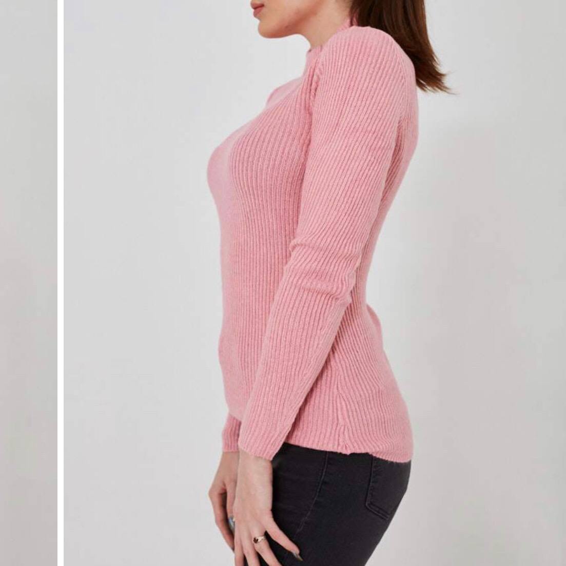 Pink Highneck Pullover - Flamour.ro