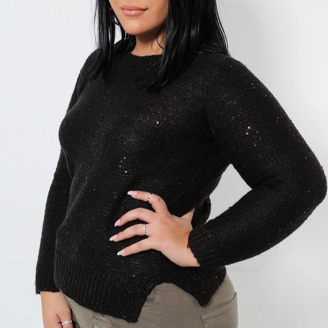 Black Sequins Pullover - Flamour.ro