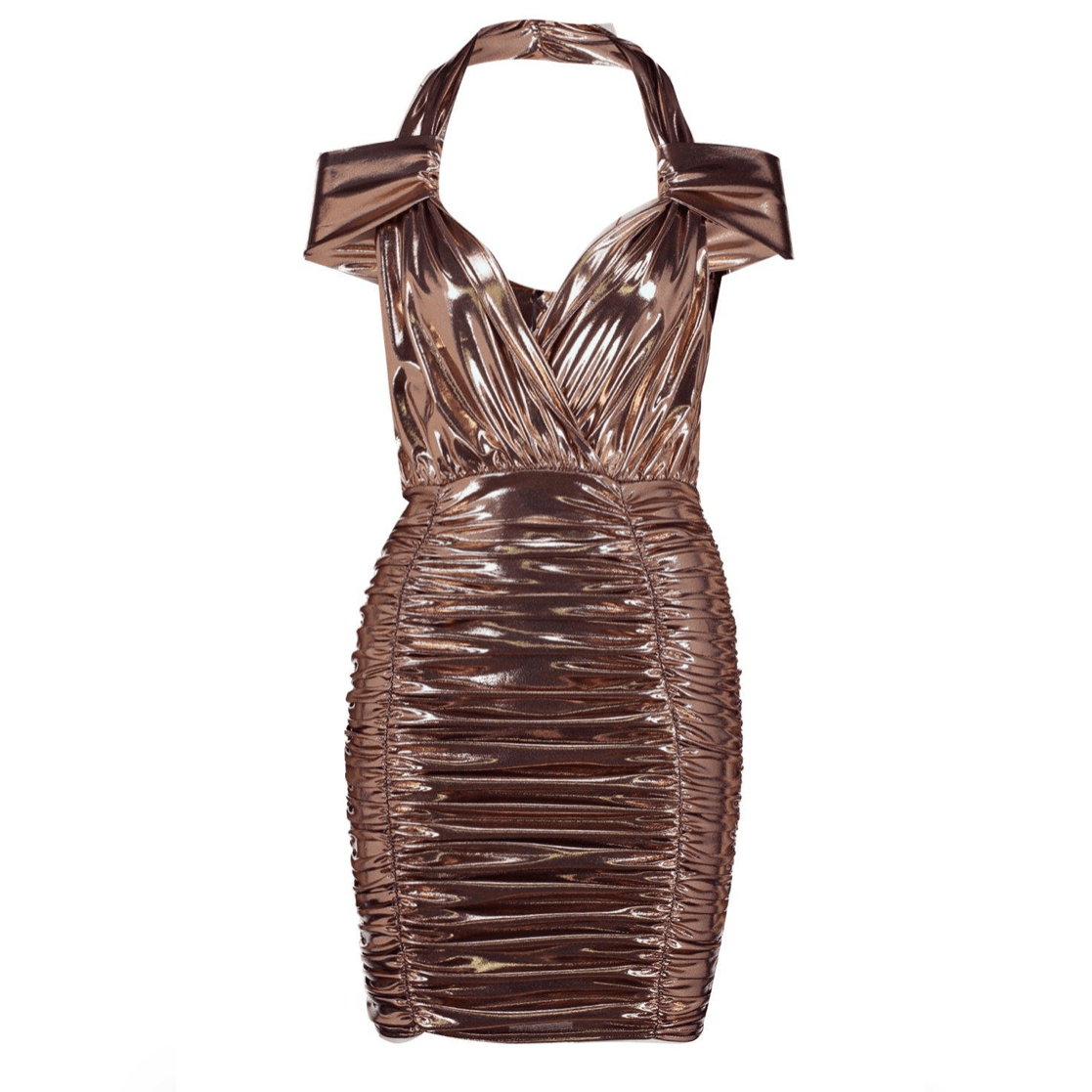 Metallic Gold Dress - Flamour.ro