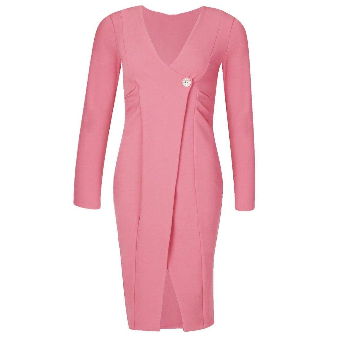 Blush Pink Midi Dress - Flamour.ro