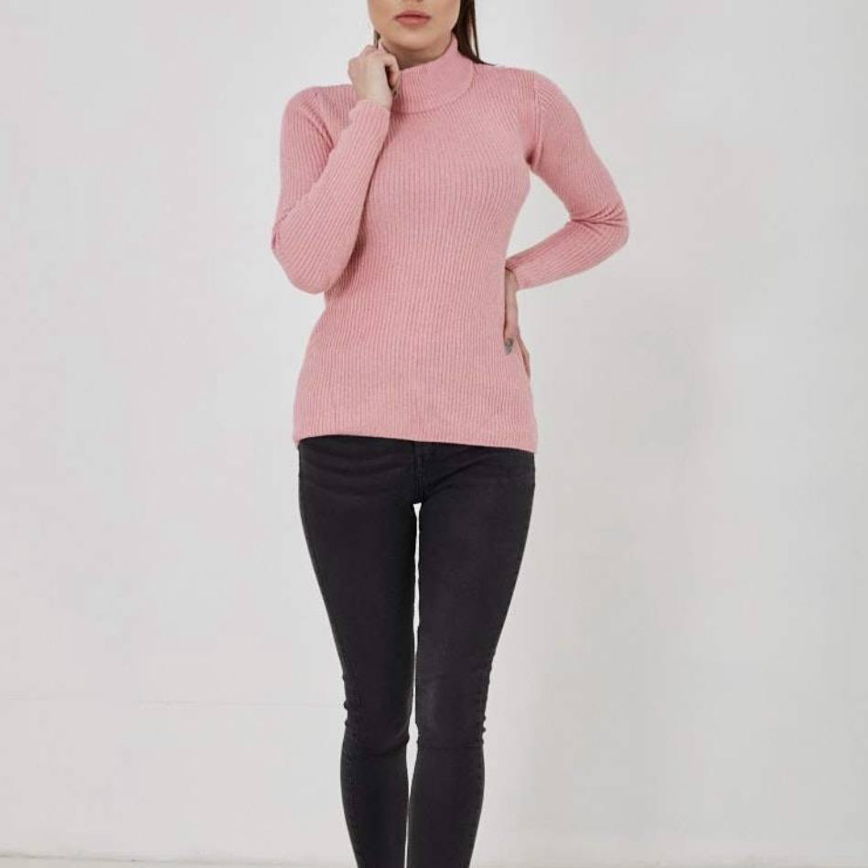 Pink Highneck Pullover - Flamour.ro