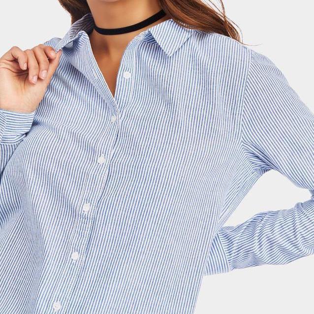 Blue Lines Cotton Shirt - Flamour.ro