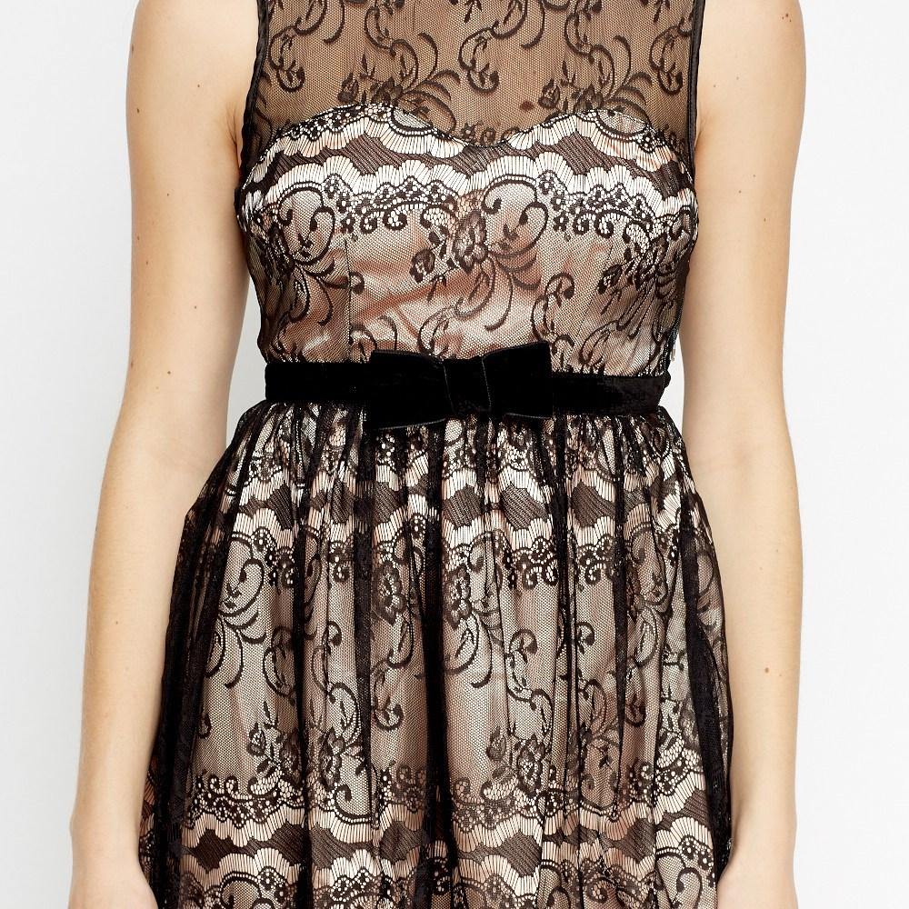 Lace Overlay Dress - Flamour.ro